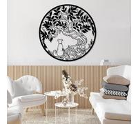 Decorazione murale in Metallo Nero con Albero Della Vita e Cane, Regalo Minimalista in Metallo per gli Amanti dei cani, decorazione artistica dell'albero Della Vita, scultura Moderna per s