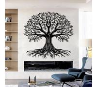 Decorazione murale in Metallo Nero con Albero Della Vita, Grande Ramo in Metallo con decorazione artistica naturalistica per esterni, scultura Moderna con Albero Della Vita per soggiorno,