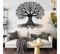 Decorazione murale in Metallo Nero con Albero Della Vita, Grande Ramo in Metallo con decorazione artistica naturalistica per esterni, scultura Moderna con Albero Della Vita per soggiorno,