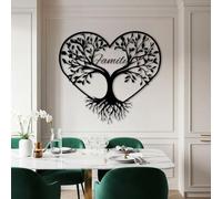Decorazione murale in Metallo Nero con Albero genealogico, decorazione murale in Metallo con Cuore in Metallo e Arte naturalistica per il bagno, decorazione Moderna con Albero genealogico,