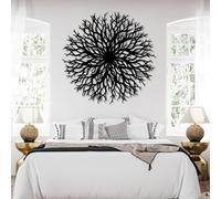 Decorazione murale in Metallo Nero con Albero Rotondo, decorazione murale contemporanea con Ramo astratto in Metallo, decorazione artistica con Albero, scultura Moderna per soggiorno, Came