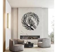 Decorazione murale in Metallo Nero con Corvo e Luna piena, decorazione murale in Metallo con Ramo di Albero e uccello, scultura Moderna con Corvo per soggiorno, Camera da letto, corridoio