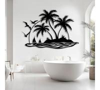 Decorazione murale in Metallo Nero con Palma, decorazione murale in Metallo con Barca a Vela e spiaggia, decorazione Moderna con Palma per soggiorno, Camera da letto, corridoio e Scale, de