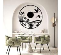 Decorazione murale in Metallo Nero con Sole, decorazione murale in Metallo Minimalista con Albero astratto, decorazione Moderna con Sole, scultura per soggiorno, Camera da letto, corridoio