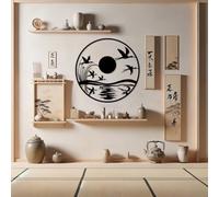 Decorazione murale in Metallo Nero con Sole, decorazione murale in Metallo Minimalista con Albero astratto, decorazione Moderna con Sole, scultura per soggiorno, Camera da letto, corridoio