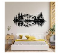 Decorazione murale in Metallo Nero con Vista sulle montagne, decorazione da parete in Metallo con riflessi Della Natura, decorazione da parete per ufficio, scultura Moderna con opere d'art