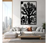 Decorazione murale in Metallo Nero Joshua Tree, decorazione murale per esterni in Metallo con Cactus del deserto, decorazione artistica Moderna con Joshua Tree per soggiorno, Camera da Let