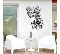 Decorazione murale in Metallo Nero raffigurante un Albero di Donna, decorazione murale Minimalista raffigurante una Silhouette di Donna in Metallo, scultura Moderna raffigurante un Albero