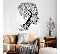 Decorazione murale in Metallo raffigurante una Donna nera, decorazione murale in Metallo raffigurante un Albero in Metallo, decorazione artistica per bagno, scultura Moderna raffigurante