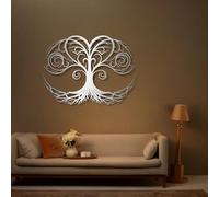 Decorazione murale Moderna in Metallo argentato con Albero a Forma di Cuore, Grande Albero genealogico in Metallo per ufficio e esterni, scultura Moderna con decorazione a Forma di Albero