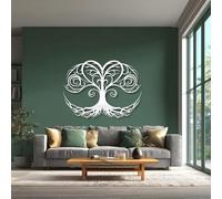 Decorazione murale Moderna in Metallo Bianco con Albero a Forma di Cuore, Grande Albero genealogico in Metallo per ufficio e esterni, scultura Moderna con decorazione a Forma di Albero a f