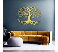 Decorazione murale Moderna in Metallo dorato con Albero a Forma di Cuore, Grande Albero genealogico in Metallo, decorazione da parete per ufficio e esterni, scultura Moderna con Albero a f