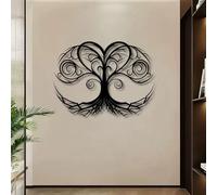 Decorazione murale Moderna in Metallo Nero con Albero a Forma di Cuore, Grande Albero genealogico in Metallo per ufficio e esterni, scultura Moderna con decorazione a Forma di Albero a for