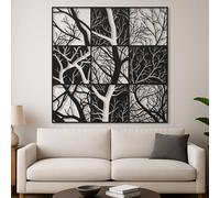 Decorazione murale Moderna in Metallo Nero con Ramo di Albero, decorazione murale ispirata Alla Natura in Metallo astratto Bianco e Nero, decorazione artistica con Ramo di Albero, scultura