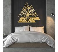 Decorazione murale vichinga in Metallo dorato, decorazione murale in Metallo con Albero Della Vita, Arte pagana norrena, scultura Moderna con decorazione vichinga per soggiorno, Camera da