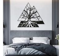 Decorazione murale vichinga in Metallo Nero, decorazione murale in Metallo con Albero Della Vita, Arte pagana norrena, scultura Moderna con decorazione vichinga per soggiorno, Camera da le