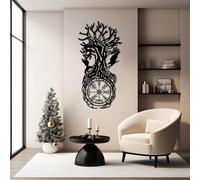 Decorazione murale vichinga in Metallo Nero, decorazione murale in Metallo con bussola e Albero Della Vita, scultura Moderna con opere d'arte vichinghe per soggiorno, Camera da letto, Corr