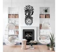 Decorazione murale vichinga in Metallo Nero, decorazione murale in Metallo con bussola e Albero Della Vita, scultura Moderna con opere d'arte vichinghe per soggiorno, Camera da letto, Corr