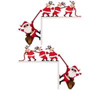 Decorazione per Sopraporta | Ornamento In Legno Con Babbo Natale E Renna | 2 Pezzi Decorazione per Cornisa della Porta Natalizia - Per Parete Cucina Camera Da Casa Armadio Caminetto Festività Ca