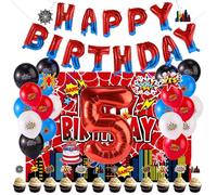 Decorazioni Feste Compleanno a Tema Ragno, Includono Palloncini in Lattice Palloncini Buon Compleanno e Numeri Decorazioni per Torte Spirali Sospese Bomboniere per Feste(Numero 5)