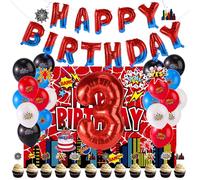 Decorazioni Feste Compleanno a Tema Ragno, Includono Palloncini in Lattice Palloncini Buon Compleanno e Numeri Decorazioni per Torte Spirali Sospese Bomboniere per Feste(Numero 3)