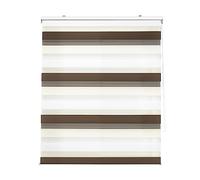 Decorblind | Estor Enrollable Doble Capa Noche y Día Instalación Pared o Techo, Medida Estor: 100x180 Ancho x Largo/Medida Tela Estor: 97x175 - Estor Tricolor Marrón-Crema-Blanco, Estor Ventana