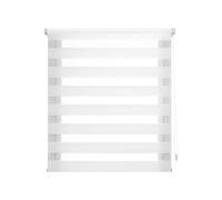 Decorblind | Estor Enrollable Doble Capa sin Herramientas y sin Taladrar, Medida Estor: 75x220 Ancho x Largo/Medida Tela Estor: 72x215 - Estor Noche y Día Color Blanco, Estores para Ventanas