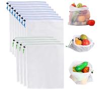 DecorDwell Bolsas de Malla Reutilizables, 8 Pedazo Bolsas Transparente para Frutas y Verduras, 42 x 30 cm Bolsa de Malla Lavables para Frutas y Verduras Almacenar