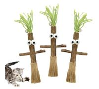DecorDwell Juguetes para Morder Gatos, Palitos de Matatabi, 3 Piezas Palitos de Hierba Gatera para Gatos con Cascabeles, Cuidado Dental, contra el Mal Aliento, Juguete Interactivo para Mascotas