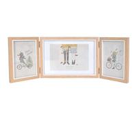 DecorDwell Triple Bisagra Marco de Fotos 10x15 &13x18CM,Marcos de Fotos Triples Plegables,Marco multifotos Madera,3 Fotos Madera Marcos Fotos, Marco de Fotos de Escritorio (B-6 pulgadas)