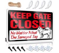 Decore - Letreros divertidos vintage | Keep Gate Closed No Matter What The Samoyed Say Smiley Face Street Decor (30 x 40 cm)