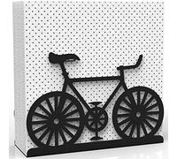 Decorelax Servilletero de metal para el hogar, cocina, restaurante, picnic, organizador de papel de mesa con diseño de bicicleta, dispensador vertical de pañuelos (negro)