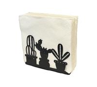 Decorelax Servilletero de metal para el hogar, cocina, restaurante, picnic, organizador de papel de mesa con diseño de cactus, dispensador vertical de pañuelos (negro)
