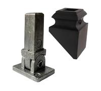 Decorex Hardware Conectores giratorios de aluminio y zapatas inclinadas en ángulo para balaustres cuadrados de 1,27 cm, kit de barandilla de escalera fácil de usar, 10 conectores y 10 zapatos negros