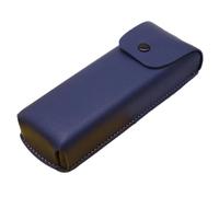 Decorhome Funda para Gafas de Piel, Funda para Gafas, Cierre de botón de presión, Bolsa de portátil, Funda para Gafas de Sol, Funda para Gafas de Lectura para Mujer y, Azul Zafiro,