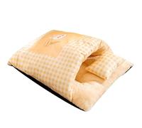 Decorhome Saco de dormir para gatos, acogedora cama gruesa a cuadros con almohada para gatos al aire libre | Nido de conejo pequeño cálido para otoño e invierno | Colchón cómodo de felpa para gatos y