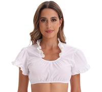 Decorie Dirndl Blusa Mujer Oktoberfest Camisa de Encaje para Mujer Top Fiesta (B-Blanco,S)