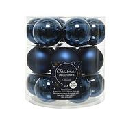 Decoris 18 Bolas de Navidad, 4 cm, de Cristal, para árbol de Navidad, Color Azul Oscuro