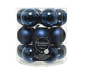 Decoris 18 Bolas de Navidad, 4 cm, de Cristal, para árbol de Navidad, Color Azul Oscuro