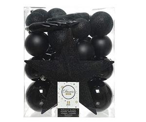DECORIS 72211 Accesorios para Árbol, Paquete de 33, Negro, 12 x 20 x 5 Cm