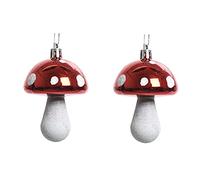 Decoris Adornos para árbol de Navidad de plástico, 7,5 cm x 2 unidades, cuento de hadas, bolas de Navidad, color rojo y blanco