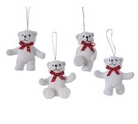 Decoris Adornos para árbol de Navidad, plástico y terciopelo, 7 cm, 4 unidades, diseño de ositos polares, color blanco