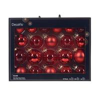 Decoris Bolas de Navidad de cristal de 5 a 7 cm, juego de 21 unidades, mate, brillante y transparente, bolas para árbol de Navidad, cristal Kerstbal de 7 cm