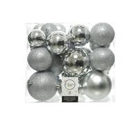 Decoris Bolas Decoración Árbol de Navidad, Plata Brillante, 26 Unidades, Ø6/8/10 cm, Varios Tamaños