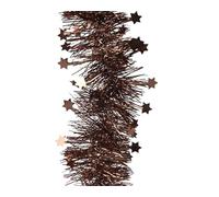 Decoris Guirnalda navideña de 2,7 m x 9 cm con estrellas, espumillón de estrellas, PVC, d9 x 270 cm, color marrón espresso