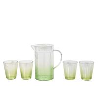 Decoris Juego de vasos con jarra de plástico, juego de 5 vasos y jarra, juego de vasos con jarra, vasos de agua, vasos de zumo de limonada, color verde transparente