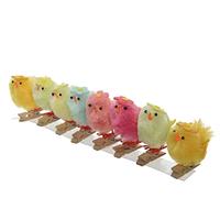 Decoris Pollitos 5 cm x 8 unidades de chenilla con pinza de madera, flores, decoración de Pascua, pollitos de Pascua para manualidades, amarillo multicolor