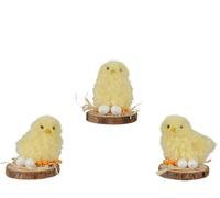Decoris Pollitos decorativos de 6 x 7 cm en disco de madera, 1 unidad, hechos a mano, pollitos de Pascua para Pascua, primavera, decoración de Pascua, decoración de primavera, decoración de mesa