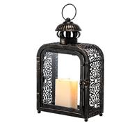 DECORKEY Candle Lantern Decorative Indoor & Outdoor, Vintage Metal Lanterns with Clear Glass, Tabletop&Hanging Candle Holders for Patio Front Porch Home Decor, Christmas Decorations (Bronze)
