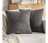 DecorMommt Funda Cojines 40x40 Gris Oscuro Fundas Cojines Súper Suaves Pana Fundas de Cojines Elegante 2 Piezas Decorativos Funda Cojin por Sala de Estar Dormitorio Sofá Cama Decoración